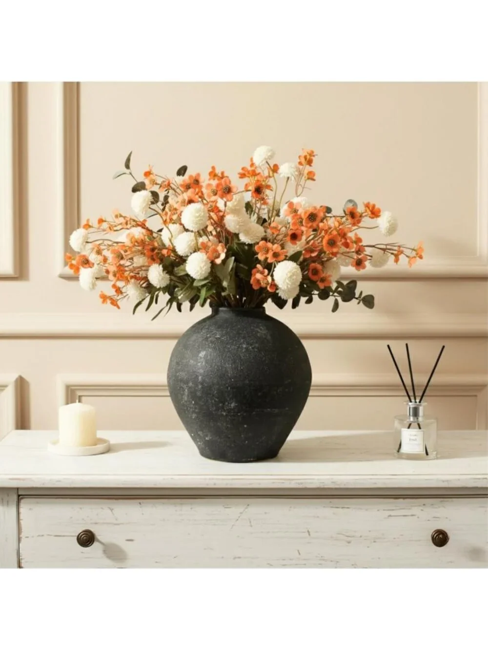 Large Rustic Ceramic Vase 10.6” Tall - Handmade Farmhouse Decor Accent Piece